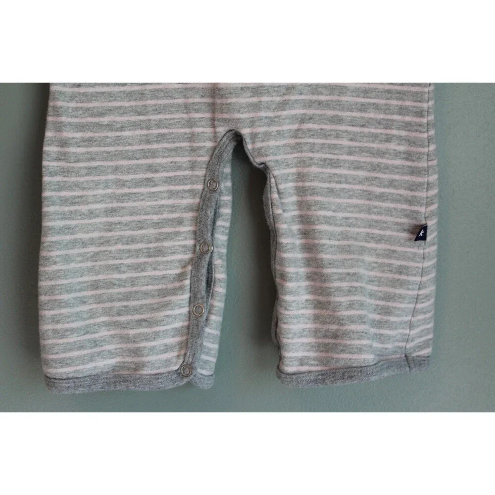 Toobydoo Chloe Stripe Baby Girls Long Sleeve Jumpsuit Pink Gray Size 6-12M